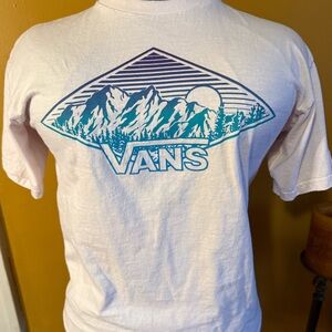 Vans White Tee with Blue Mountain Graphic